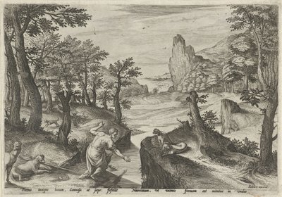 Narcissus (Landscapes with Mythological Scenes series) by Johann Sadeler (I)