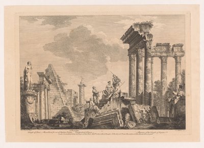 Five Men Reasoning by Ancient Ruins by Johann Sebastian Muller