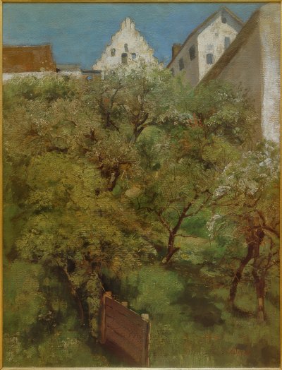 Tree Blossom Below the Dachau Town Hall by Johann Sperl