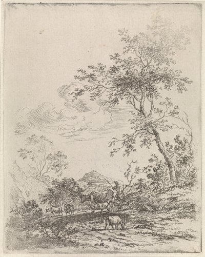 Mountain Landscape with Cattle by Johannes Christiaan Janson