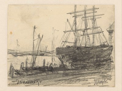 Ships in Front of Dordrecht by Johannes Gijsbert Vogel