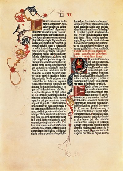 Bible Page Mazarine (B42) by Johannes Gutenberg