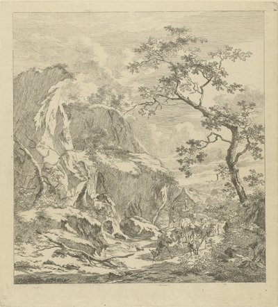 Mountainous landscape with cattle by Johannes Janson
