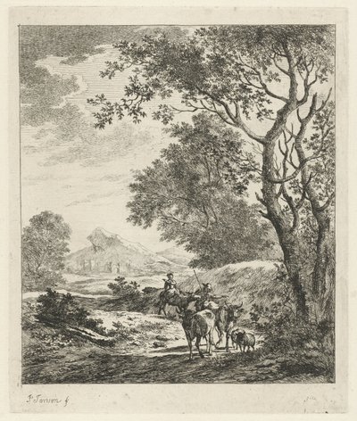 Landscape with Shepherd and Cattle by Johannes Janson