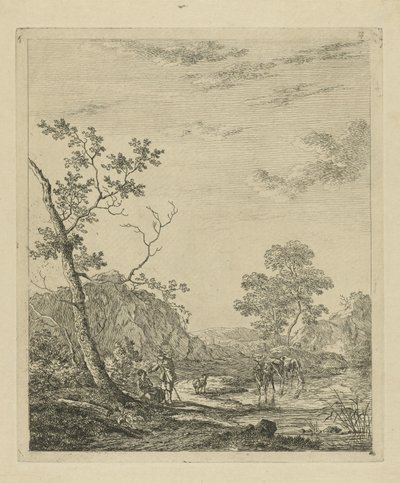 Landscape with Cattle in River by Johannes Janson