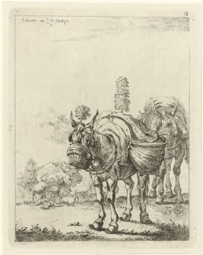 Two Packed Mules by Johannes Janson