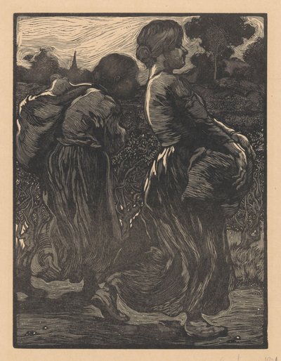 Two Female Farm Workers by Johannes Josephus Aarts (signed by artist)