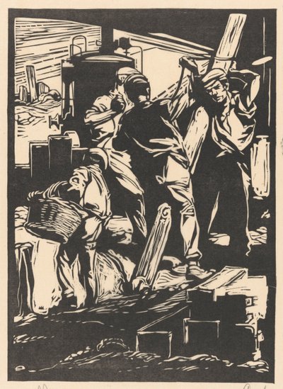 Four Dike Workers by Johannes Josephus Aarts (signed by artist)