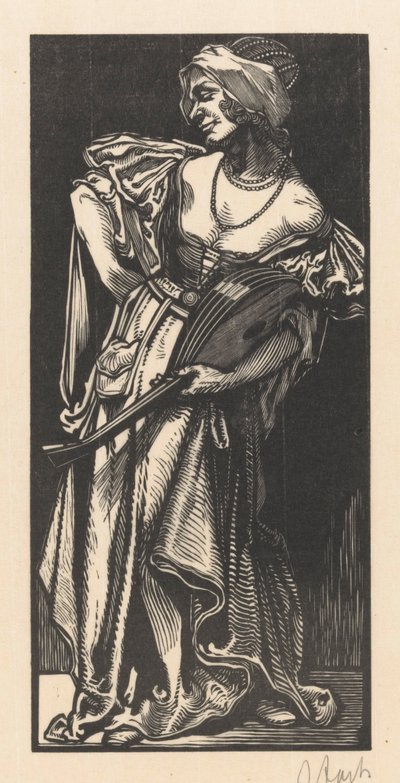Woman with Lute by Johannes Josephus Aarts (signed by artist)