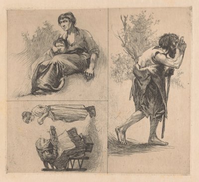 Three Scenes with Human Figures by Johannes Josephus Aarts
