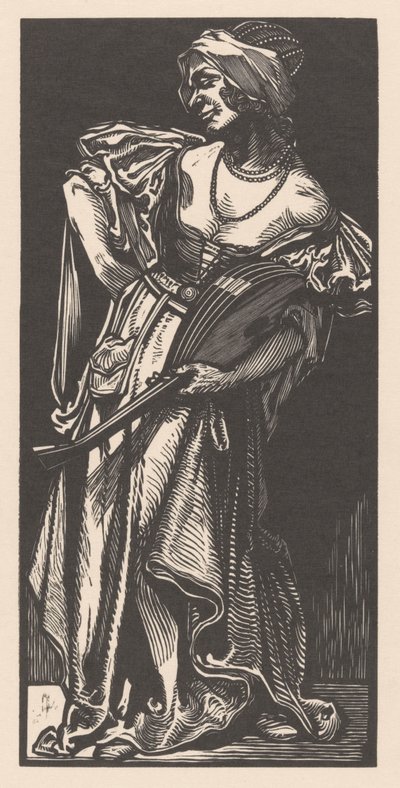 Woman with Lute by Johannes Josephus Aarts
