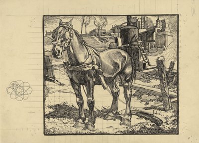 Workhorse Resting by a Pile Driver by Johannes Josephus Aarts