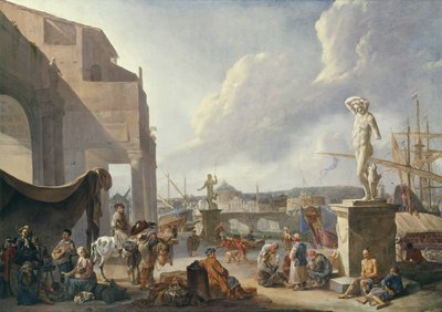 Italian Harbour by Johannes Lingelbach