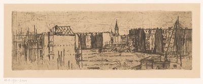View of Amsterdam with houses under construction by Johannes Löhr