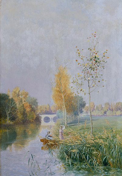 People in a river landscape by Johannes Martin Grimelund