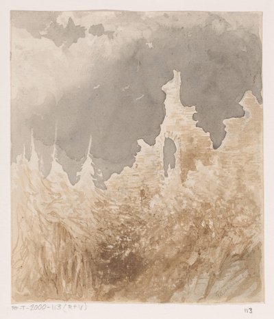 Ruins Among Trees by Johannes Tavenraat (signed by artist)