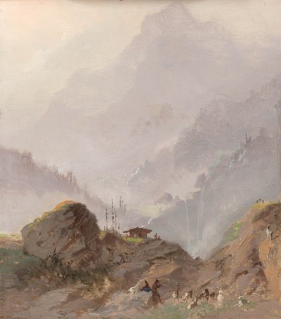 Mountain Landscape in Tirol with Chamois by Johannes Tavenraat