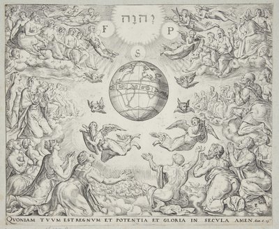 Adoration of the Trinity in heaven by Johannes Wierix