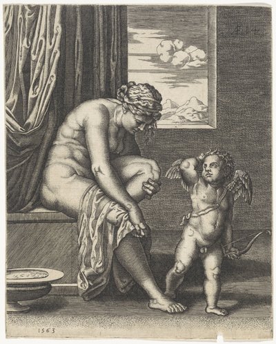 Venus After the Bath by Johannes Wierix