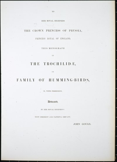 Frontispiece by John (after) Gould