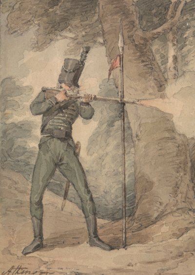 A Rifleman at Musketry Practice by John Augustus Atkinson