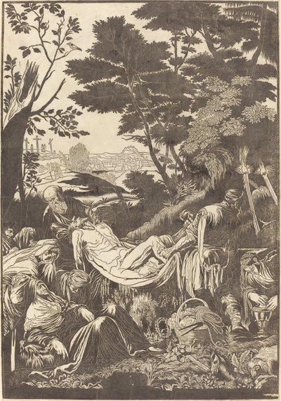 The Entombment by John Baptist Jackson after Jacopo Bassano