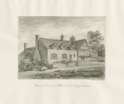 Bloxwich - Ancient House: Sepia Drawing by John Buckler