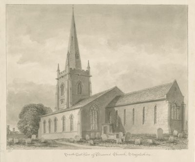 Brewood Church: Sepia Drawing by John Buckler