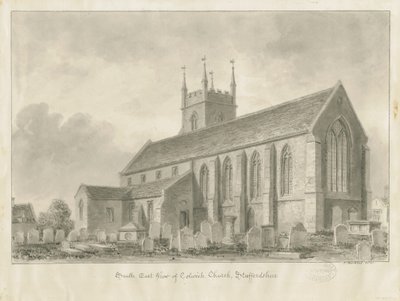 Colwich Church (sepia drawing), 1841 by John Buckler