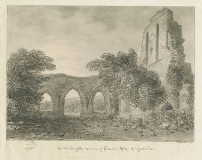 Croxden Abbey: Sepia Drawing by John Buckler
