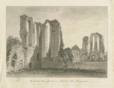 Croxden Abbey: Sepia Drawing by John Buckler