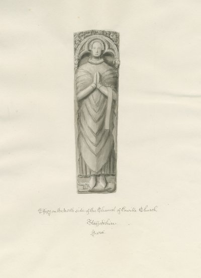 Enville Church - Effigy: sepia drawing by John Buckler