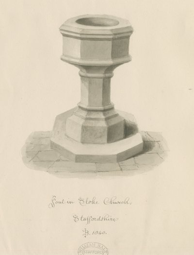 Font in Stoke-upon-Trent Church by John Buckler