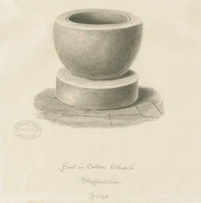 Font in Colton Church by John Buckler