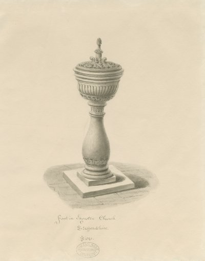 Font in Ingestre Church by John Buckler