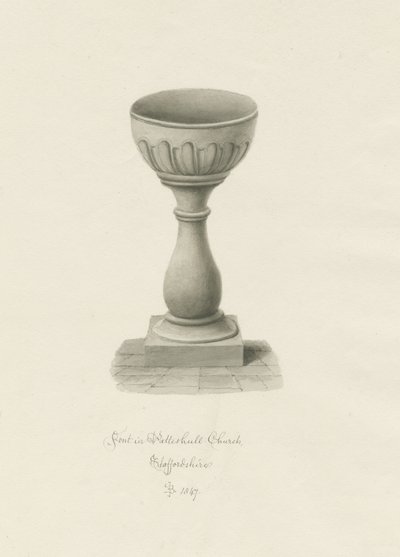 Font in Patshull Church by John Buckler