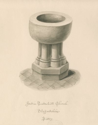 Font in Tatenhill Church by John Buckler