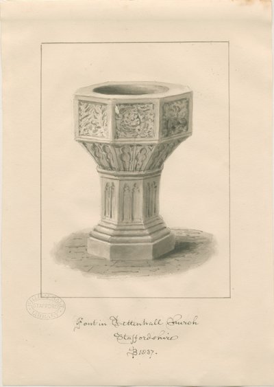 Font in Tettenhall Church by John Buckler