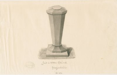 Font in Wetton Church by John Buckler
