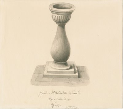 Font in Wolstanton Church by John Buckler