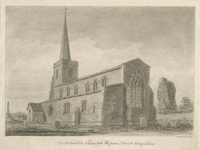 Hamstall Ridware Church: sepia drawing by John Buckler