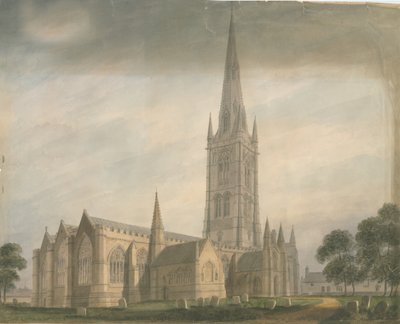 Lincolnshire - Grantham Church by John Buckler