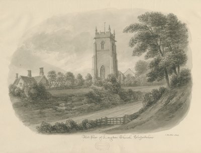 Longdon Church: sepia drawing by John Buckler