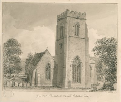 Tettenhall Church (sepia wash drawing, 1837) by John Buckler