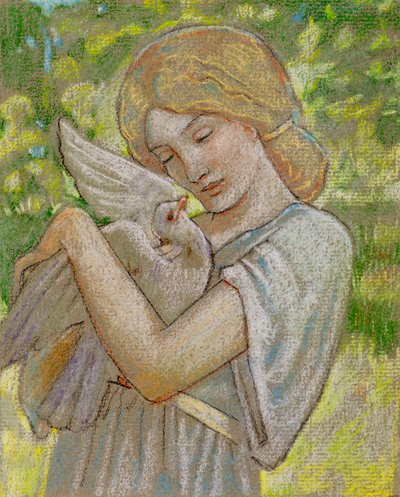 Girl with a dove by John Duncan