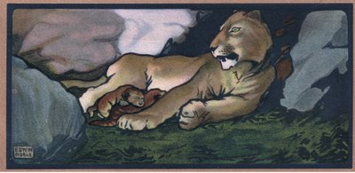 Lion with Young by John Edwin Noble