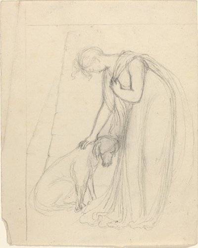 Woman Patting a Dog by John Flaxman