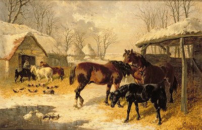 A Farmyard in Winter by John Frederick Herring Junior