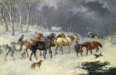 Horses in the Snow by John Frederick Herring Junior