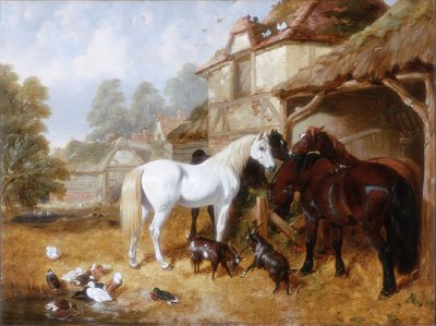 Horses in a Farmyard by John Frederick Herring Senior